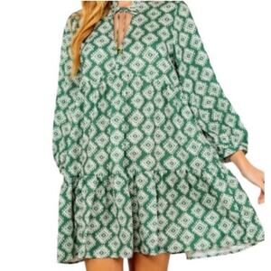 Zara Cadie Geometric Mini Puff Sleeve Dress US Women's M